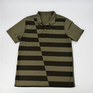 Nike Dri-FIT Golf Polo Men’s Large Olive Green Striped Standard Fit